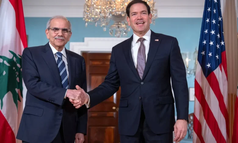 نواف سلام وماركو روبيو خلال لقاء واشنطن في 28 سبتمبر 2026.