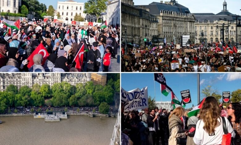 مظاهرات داعمة لفلسطين في عدة مدن خلال تغطية 10 أكتوبر