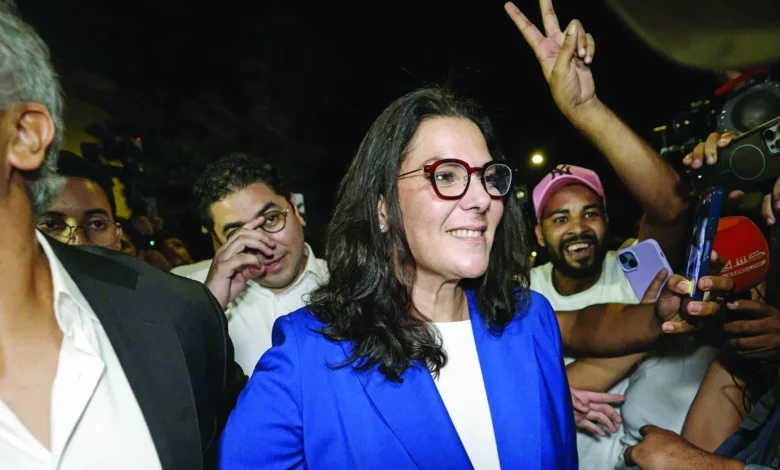 فاطمة الزهراء المنصوري وسط أنصار حزب الأصالة والمعاصرة؛ صورة توضيحية من التغطية الانتخابية.