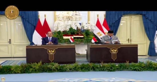 السيسي وبرابوو خلال المؤتمر الصحفي في جاكرتا