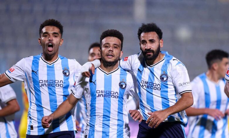 لاعبو بيراميدز خلال الفوز على المريخ بنتيو