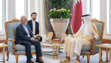 أمير قطر خلال استقباله وزير الداخلية الإيراني