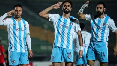 مهند لاشين ومصطفى زيكو ومحمد الشيبي يحتفلون خلال مواجهة طلائع الجيش في 20 أكتوبر 2026